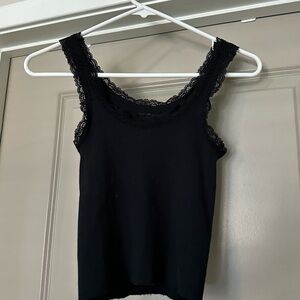 Brandy Melville Black Lace Trim Tank Top